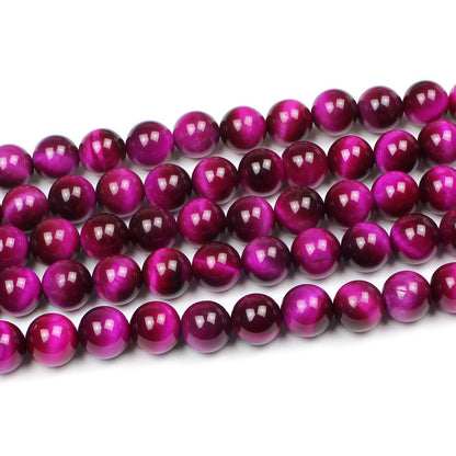 MJDCB Stone Beads 8mm 43pcs Round Rose Red Tiger's Eye Loose Gemstone Bead Charms for Jewelry Making Bracelet Necklace Earring Pendant