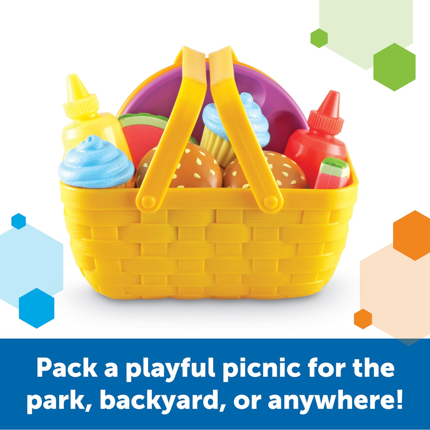 Learning Resources New Sprouts Picnic Set - 15 Pieces, Ages 18+ months Pretend Play Food for Toddlers, Preschool Learning Toys, Kitchen Play Toys for Kids