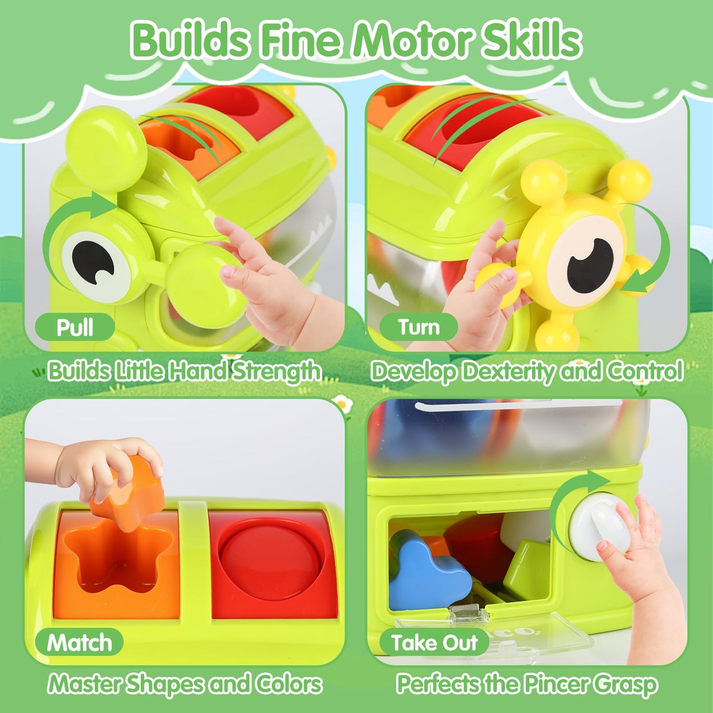 Haoshoon Montessori Baby Toys Eating The Shapes, Interactive Shape Sorter Toys for Toddlers, Fine Motor Skills Matching & Sorting Learning Toys for 1 2 3 Year Old Boys Girls