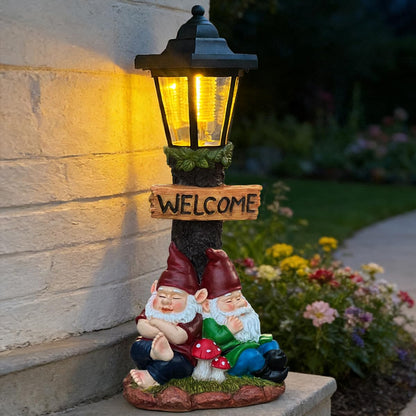 ZYLiWoo Garden Gnome Statue with Solar Lights,Outdoor Figurine Light for Outside Landscape,Lawn Yard, Path、Patio Sculptures Decor - Unique Gift for Grandmothers, Women,Sisters for Christmas Birthday