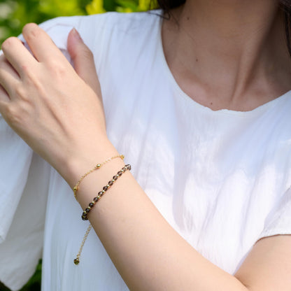 Farfume Smoky Quartz Crystal Bracelet Beaded Bracelets for Women 4mm Natural Stone Beads Gemstone Handmade Jewelry Valentine's Day Gifts