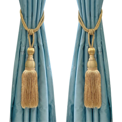 Selling Wonderful Curtain Holdbacks Curtains Tiebacks Home Decorative Braided Buckle Fastener Accessories Window Drapery Ball Tassels Tiebacks, Set of 2(Gold)
