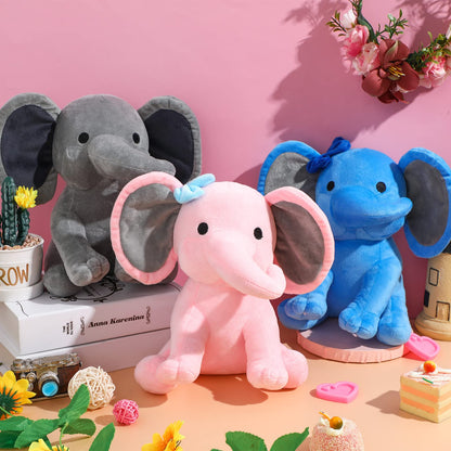 Glimin 6 Pieces Elephant Stuffed Animals 9.84 Inches Soft Cute Elephant Plush Toys for Baby Shower Themed Birthday Party Supplies(Grey)