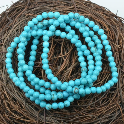 MASSIVE BEADS Turquoise - Safety - Handmade Handmade Yoga Stretch Elastic Bracelet Natural Stone Crystal Healing Power Energy Gifts for Unisex Adult 4mm