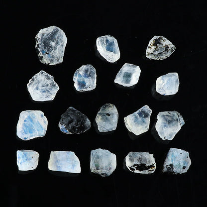 CRYSTALINES (50cts) Natural Raw Rainbow Moonstone Gemstones, Wholesale Rough Stones Lot Supplies, DIY Jewelry Making, Wire Wrapping, Healing Crystals, Gem Collection (Approx.15-17pcs)