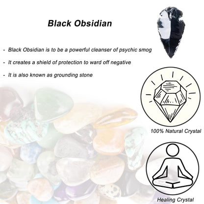 2" Black Obsidian Arrowhead with Carry Pouch, Natural Crystal and Healing Stone Flint Rock Arrow Head, Arrowhead Agate Stones for DIY Project Craft Point Jewelry Making