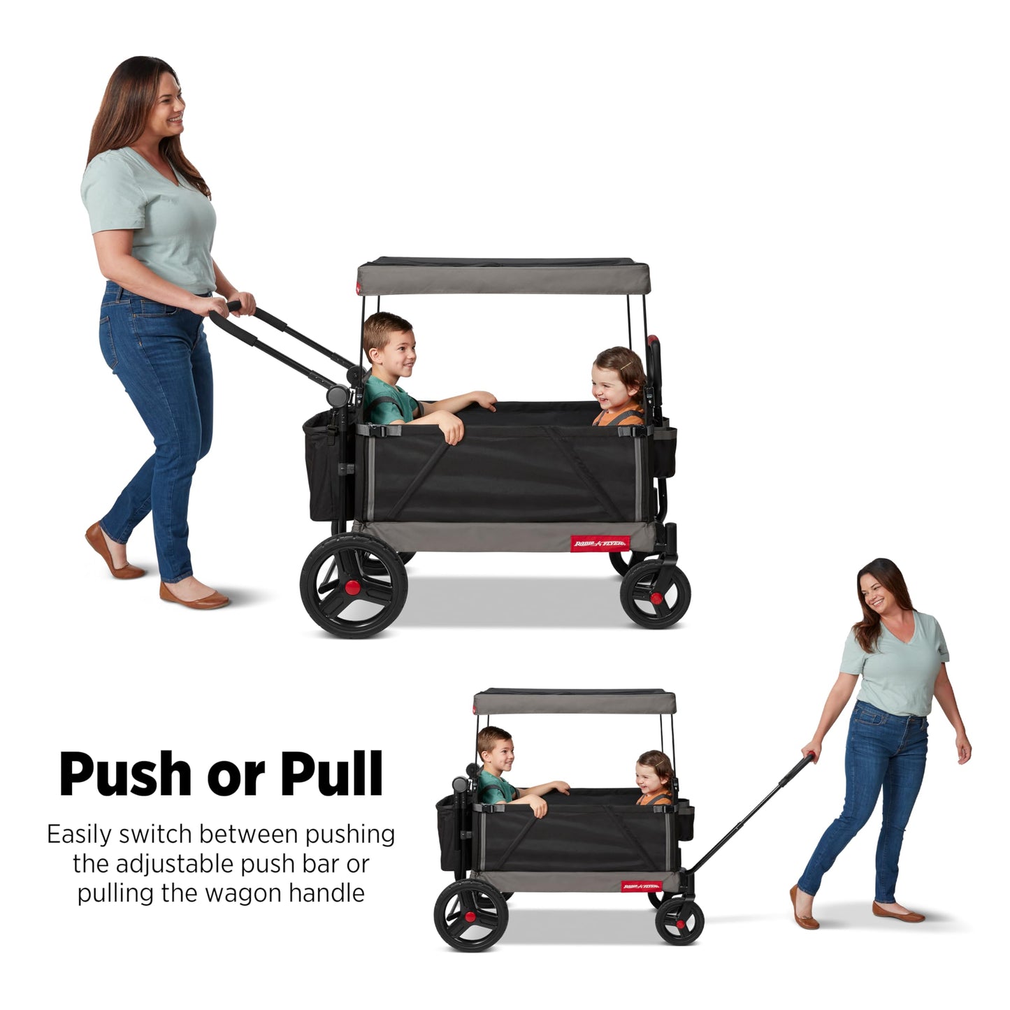 Radio Flyer Wagon for Kids, Baby Stroller, Outside Toys for Toddlers 1-3, Rolling Cart, Beach Cart with Wheels, Trav'ler Stroller Wagon with Protective Cover, for Ages 1+ Years