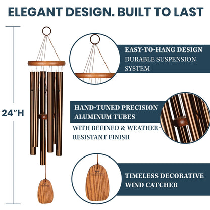 Woodstock Wind Chimes Amazing Grace Chime Medium (24'') Bronze Wind Chime Inspirational and Memorial Gifts Wind Chimes for Outside Patio Home or Garden Decor