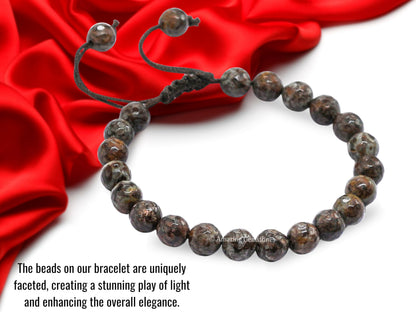 Amazing Gemstone Brown Snowflake Obsidian Bracelet for Women - Chakra Mens Bracelet Protection Crystals and Healing Stones - Blessing Bracelet Spiritual Meditation Gift Christmas