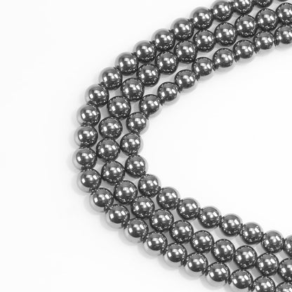 6mm Natural Gemstone Round Hematite Loose Beads for Jewelry Making Bracelets Necklace Earrings Art Craft (60-62pcs/strand)