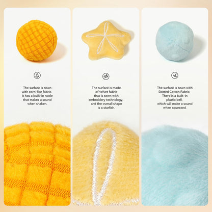 Youuys Sensory Toys 2 Sets, Baby Tissue Box Toy & Soft Stuffed Animal Set