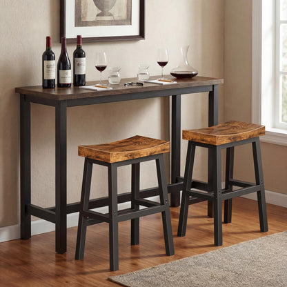 WINAZ Rustic Bar Stools, 24 Inch Barstools, Counter Height Stools with Footrest, Wooden Stool for Kitchen Island, Heavy Duty Backless Chair for Dining Table Farmhouse Outdoor 1 PC