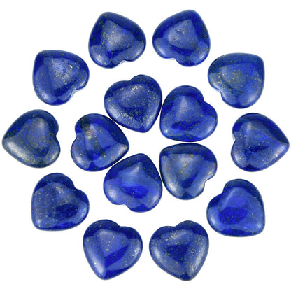 Marrywindix 15 Packs 0.8 Inch Healing Crystal Natural Lapis Lazuli Heart Love Carved Palm Worry Stone Chakra Reiki Balancing