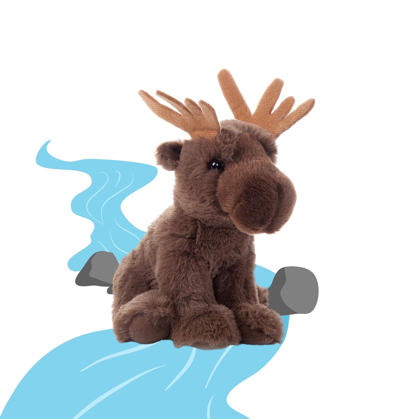 The Petting Zoo Moose Stuffed Animal Plushie, Gifts for Kids, Wild Onez Wildlife Animals, Moose Plush Toy 9 inches