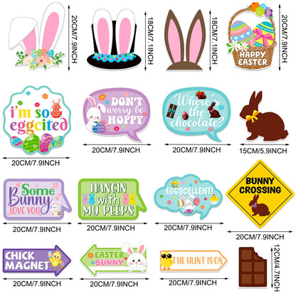 Easter Party Decorations Happy Easter Photo Booth Props Kit Cute Eggs Bunny Glasses Birthday Photography Props Rabbit Chick Eggs Spring Party Decorations Supplies 35 Pieces