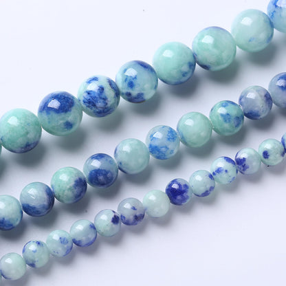 60pcs 6mm Natural Blue Green Persian Jade Stone Beads for Jewelry Making Round Loose Spacer Beads DIY Bracelets Necklaces 15" (6mm, Blue Green Jade)