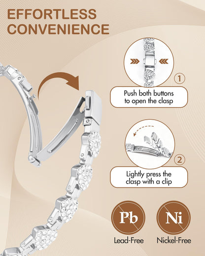 Feraco Copper Bracelets for Women, Ultra Strength Magnetic Bracelet with 3800 Gauss Neodymium Magnets & Dazzling Cubic Zirconia, Pure Copper Jewelry Gift, Heart Shape (Silver)