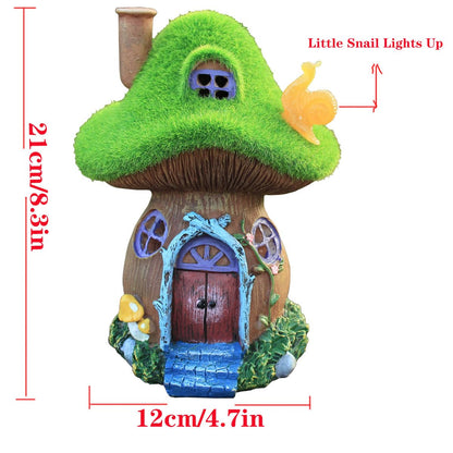 Mushroom Garden Statues,Outdoor Fairy House Figurine with Solar Powered Garden Light, Gifts for Women Mom Grandma Halloween Decor or Yard Decor (Resin)