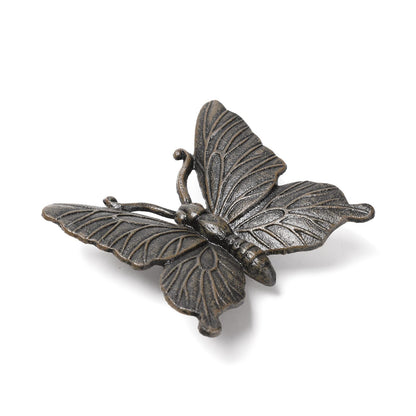 BRASSTAR Cast Iron Butterfly Statue Art Decor for Garden, Lawn, Yard, Patio, Farmhouse, Pond, Backyard, Office Desk Paper Weight Decoration (Black, L)