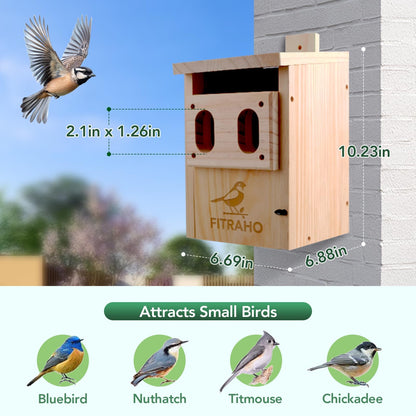 Bird Houses for Outside, Durable Birdhouse with Dual Entrances, Weatherproof & Perfect for Bluebirds, Wrens, Finches & Swallows