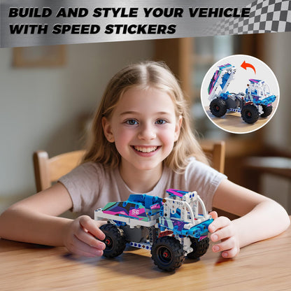 Glikid Technic 9 in 1 Pull-Back Car Building Set - Off-Road Race Vehicle Models for Boys and Girls, STEM Engineering Toy for Kids Ages 8 and Up | Ideal Gift for Birthdays