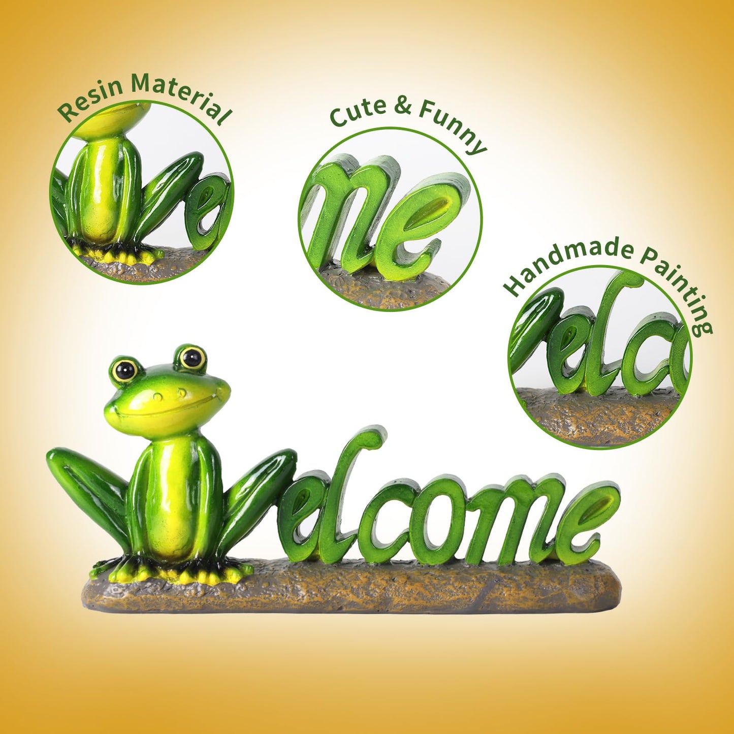 feliend Frog Welcome Statue Outdoor,Resin Creative Decoration,Garden Entryway Decor,Cute Personalized Home Front Porch