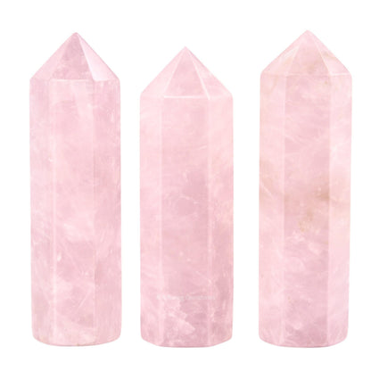 Amazing Gemstone Rose Quartz Crystal Points Bulk Healing Crystals - Pack of 3 Single Terminated Healing Wand Point Bulk Crystals for Crafts, Crystal Grid, DIY Work - Premium Crystals - Beginners Gift