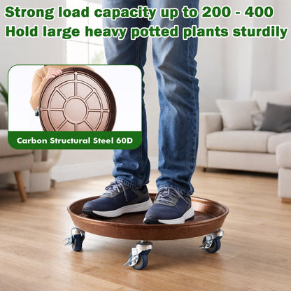 3 Packs Metal Plant Caddy with Wheels 13" Rolling Plant Stand Heavy Duty Plant Dolly with Casters for Indoor and Outdoor Large Planter Casters Potted Plant Mover,Copper