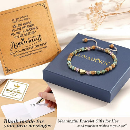 LUNADORN Inspirational Friendship Bracelets for Women – Healing Natural Stone Bracelets Thinking of You Get Well Soon Gifts for Women, Sister and Friends on Mother's Day, Celebrations, Birthdays, Stocking Stuffers