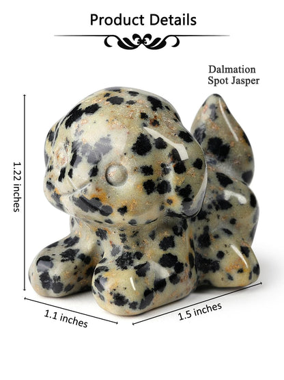 CrystalTears Dalmation Spot Jasper Crystal Dog Figurine, 1.5” Healing Gemstone Dogs Puppy Statue Ornament for Home Office Decor, Lucky Crystals Dogs Gifts for Gifts for Women Dog Lovers Men Christmas