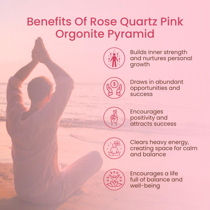 Rose Quartz Orgone Pyramid for Healing Energy – Handcrafted Crystal Pyramid with Copper Coil for Love, Harmony & Meditation – Reiki, Chakra Balancing, Positive Energy Generator Spiritual Gift