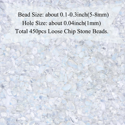 Natural Chip Stone Beads 450pcs Opalite Chips 5-8mm Irregular Healing Crystal Rocks Hole Drilled DIY Loose Gemstone Beads for Jewelry Making Bracelet Earrings Necklace Crafting