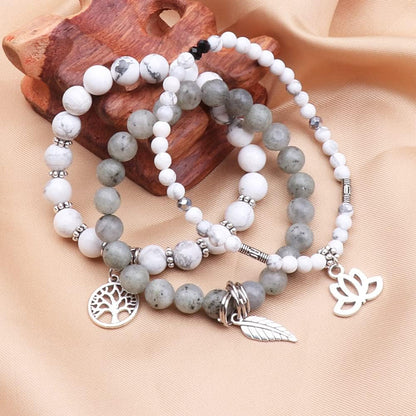 UEUC Tree of Life Yoga Healing Stone Bracelets,Multilayer Lotus Chakra Stone Reiki Bracelet Sets,Anxiety Crystal Natural Stone,for Women Stress Relief(#173)