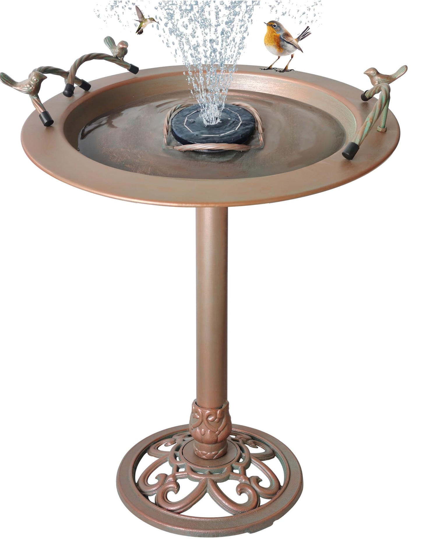 BSTGIFTS Metal Bird Bath - Iron Birdbath 28.5" H, Bird Bath for Water Fountain, Bird Feeder Bowl for Yard Patio Lawn Decor (Fountain Pump not Included)