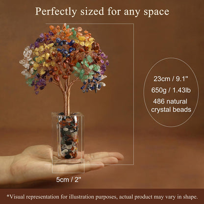 Magic and Miracles 7 Chakra Tree of Life Healing Crystal Bonsai Fengshui Tree, Office Desk Decor Home Living Room Decorations, Christmas Birthday Housewarming Meditation Yoga Gifts for Women Mom