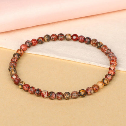 LPBeads Handmade Natural Gemstone Stretch Elastic 4mm Leopard Jasper Bracelet Healing Crystal Round Stone Beads Jewelry Gifts for Women Men