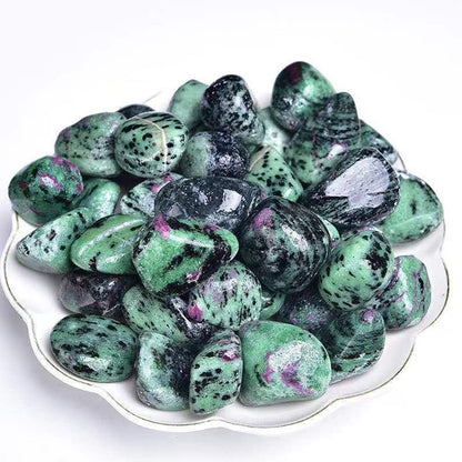 Green Ruby Zoisite Healing Crystal Stones, 1.25-2.0" Large Reiki Healing Gemstones Natural Tumbled Polished Stones for Energy Witchcraft Therapy Meditation
