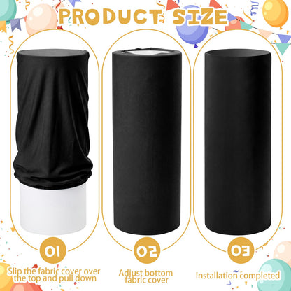 Tigeen 3 Pcs Cylinder Pedestal Stand Covers for Party Cylinder Pedestal Covers Decoration Elastic Pillars Plinth Display Cover for Birthday Wedding Baby Shower Table Decor(Classic,Gold and Black)