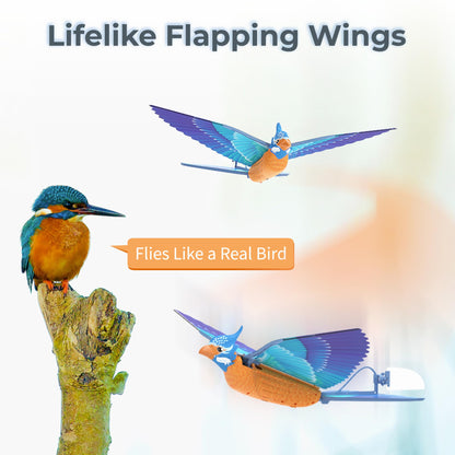 Go Go Bird Bionic RC Bird Toy, Remote Control Flying Bird, Single Flapping-wing Design, 6-axis Gyro, Easy Indoor & Outdoor RC Toys for Kids, Boys and Girls - Kingfisher