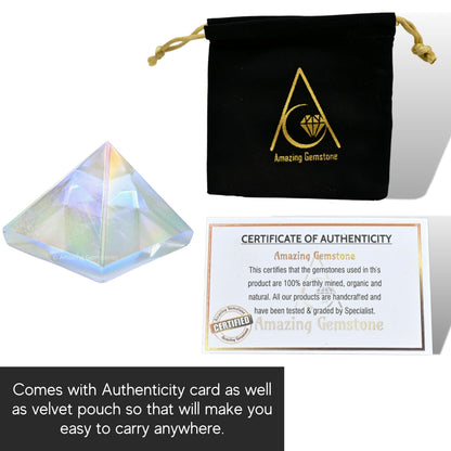 Amazing Gemstone Angel Aura Quartz Pyramid Crystal Healing Stones - 1" Great Pyramid Figurine of Natural Stone Pyramid for Meditation, Reiki, Chakra Balancing and Crystal Pyramids Grid