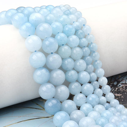 Siomia 60pcs 6mm Natural Blue Aquamarine Gemstone Beads Energy Healing Crystal Round Loose Stone Beads for Jewelry Making, DIY Bracelets Necklaces