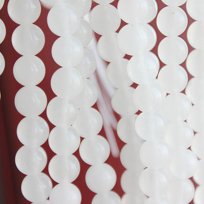 MJDCB Beads for Energy Bracelets Yoga Bracelet DIY Bracelet Natural Stone Beads White Jade 38 Pieces, 10mm