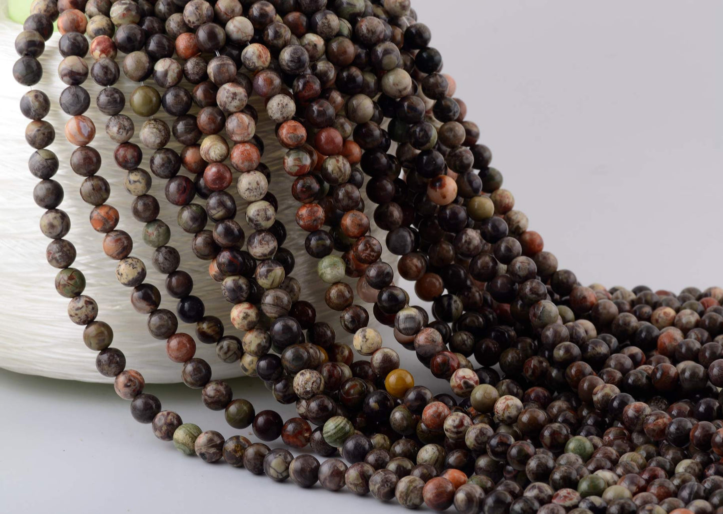 Natural Stone Beads 100pcs 8mm Ocean Jade Round Genuine Real Stone Beading Loose Gemstone Hole Size 1mm DIY Smooth Beads for Bracelet Necklace Earrings Jewelry Making (Ocean Jade, 8mm)