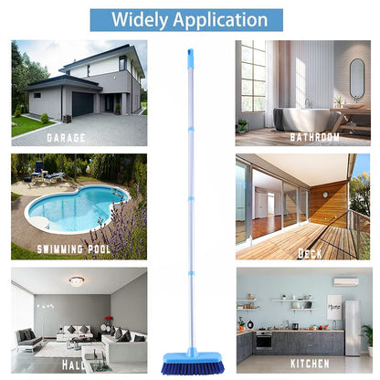 YONILL Deck Brush with Long Handle - Floor Scrub Brushes for Cleaning Shower, Stiff Bristle Scrubbing Brush, 50" Floor Scrubber Brush for Bathroom, Bathtub, Tub, Tile Floors, Garage and Patio