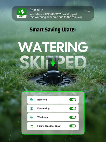 Outdoor Smart Sprinkler Controller with Protector, WiFi Irrigation Controller Easy Use App Enabled, 8 Zones + 16 Plans, Save Water Auto Skip Rain, Freeze & Wind, 10 Minutes Install