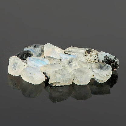 CRYSTALINES (50cts) Natural Raw Rainbow Moonstone Gemstones, Wholesale Rough Stones Lot Supplies, DIY Jewelry Making, Wire Wrapping, Healing Crystals, Gem Collection (Approx.15-17pcs)