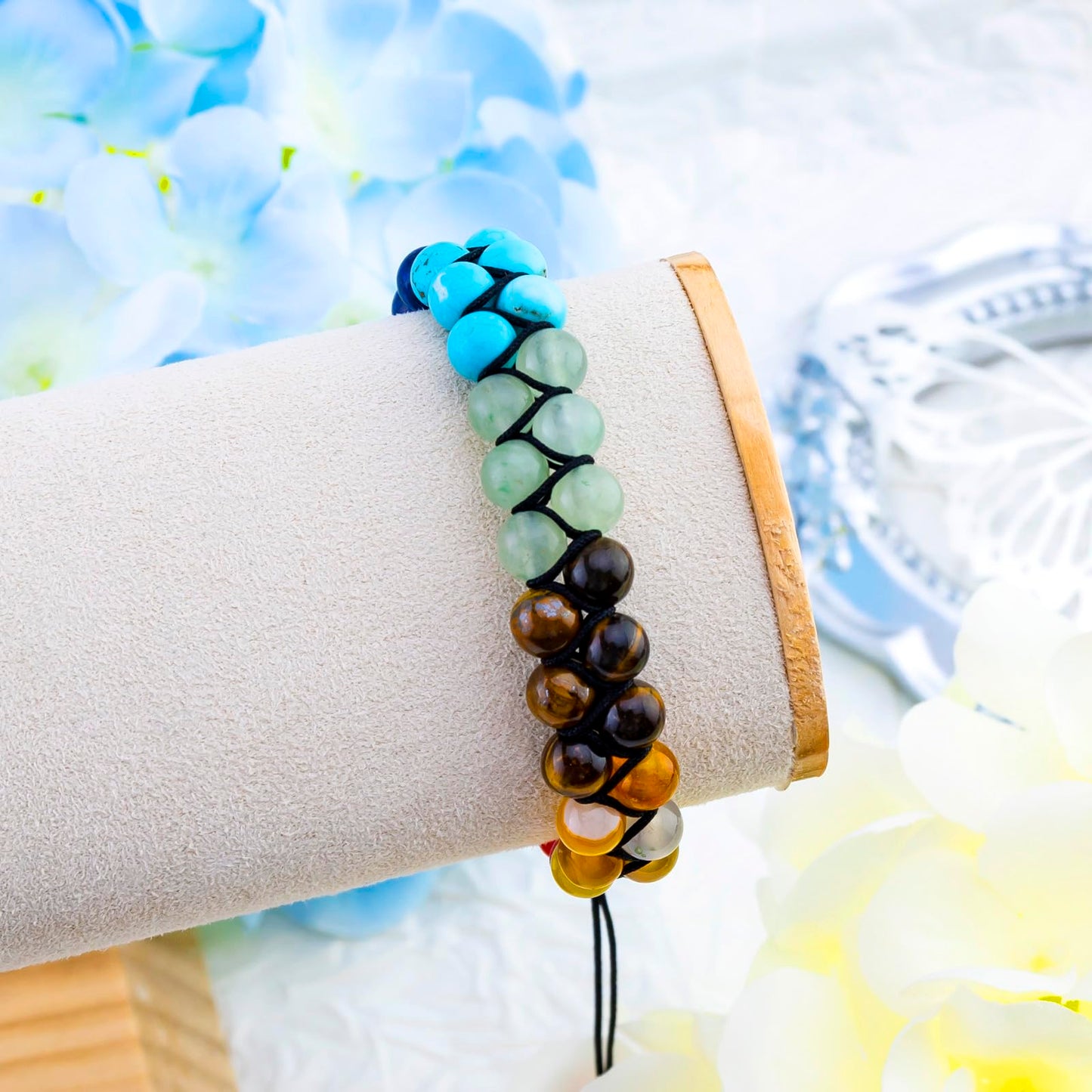 OZUEMUL Bead 7 Chakra Bracelet for Men Women, Healing Crystals Bracelet, Yoga Stone Beads Bracelets, Meditation Relax Anxiety Bangle for Women Men Bracelets
