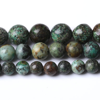 African Turquoises Stone Natural Stone Beads Gems Round Loose Beads Jewelry Making DIY Bracelet Necklace Accessory 1 Strand 45PCS 8MM 15"