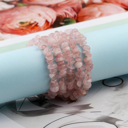 31 inches Chip Stone Loose Gemstones Beads Drilled Strand for Jewelry Making (Pink Quartz)