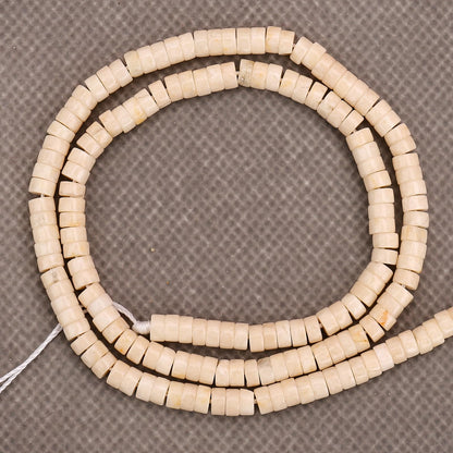 BONNY BOXX 150PCs Natural White Fossil Spacer Beads, Loose Semi Precious Flat Round Gemstone Heishi Disc Stone Beads for Beading Jewelry Making 4mm*2mm